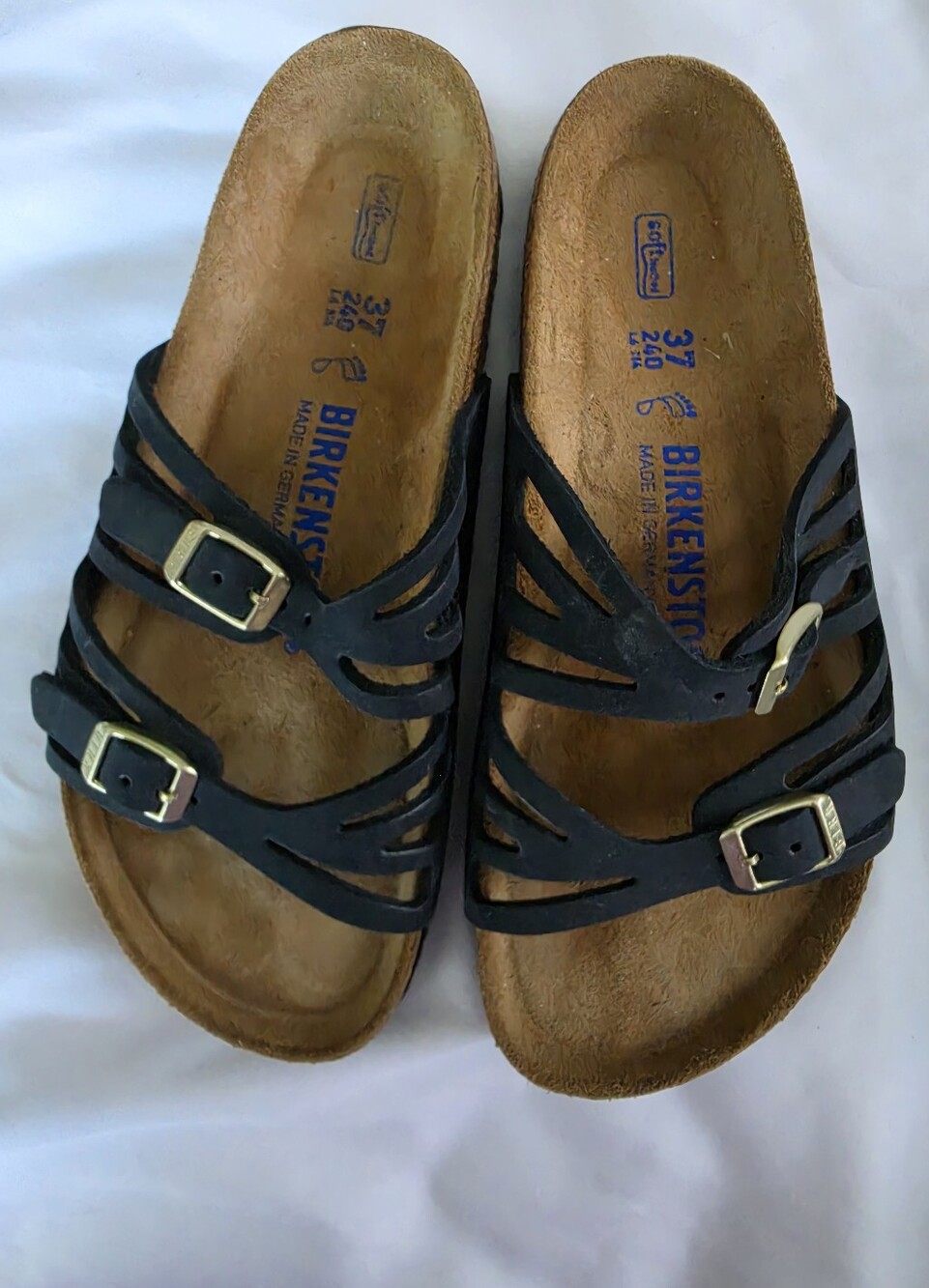 Birkenstock Granada Size 37 Regular/Wide Midnight Nubuck Soft Footbed Like New
